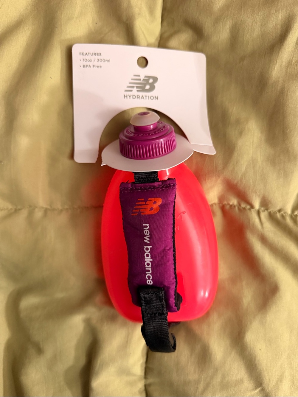 New Balance Pink and Purple Handheld Hydration Bottle with Strap
